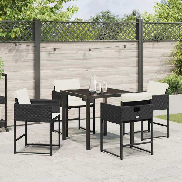 vidaXL Gar&eth;ur bor&eth;sett 5 pcs Svartur p&oacute;l&yacute;rattan