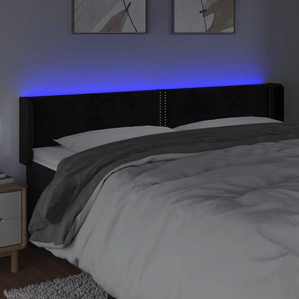 vidaXL LED H&ouml;f&eth;agafl Svart 183x16x78/88 cm Flauel