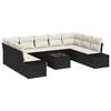 vidaXL Gar&eth;s&oacute;fa sett me&eth; p&uacute;&eth;i 10 pcs Svartur p&oacute;l&yacute;rattan