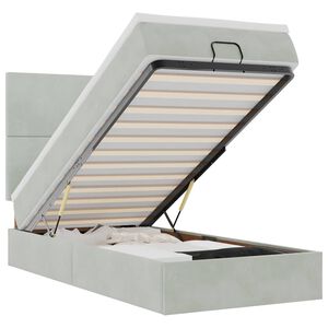 vidaXL Ottoman r&uacute;mgrind me&eth; d&yacute;num Lj&oacute;sgr&aacute;r 90x190cm Flauel