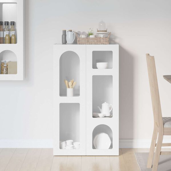 vidaXL Vi&eth;beinteyfla H&aacute;gloss hv&iacute;tur 59 x 35 x 100,5 cm Samsettur vi&eth;ur