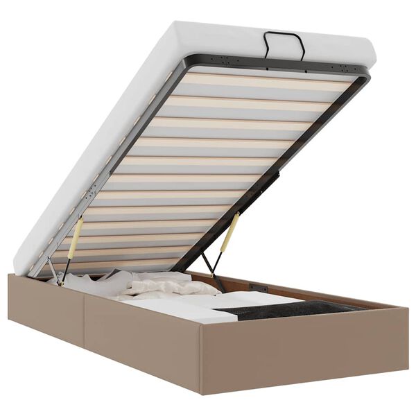 vidaXL Ottoman r&uacute;mgrind &aacute;n d&yacute;nu Cappucino 80x200 cm gervi le&eth;ur