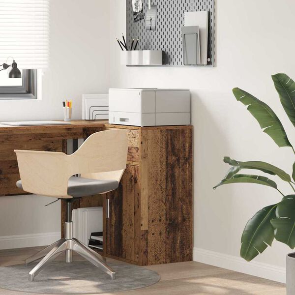 vidaXL Viðbeinteyfla með skúffu Gamalt timbur 38 x 34 x 75 cm