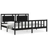 vidaXL R&uacute;mgrind me&eth; H&ouml;fu&eth;gafli Svartur 200x200 cm Gegnheill Vi&eth;ur