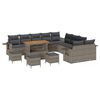 vidaXL Gar&eth;s&oacute;fa sett 14 pcs Gr&aacute;r p&oacute;l&yacute;rattan