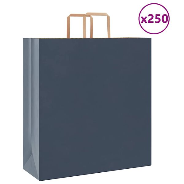 vidaXL Papp&iacute;rspokar 250 stk me&eth; Handf&ouml;ngum Bl&aacute;ir 45x17x48 cm