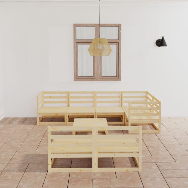 vidaXL 8 Hluta Gar&eth;s&oacute;fasett Gegnheil Fura