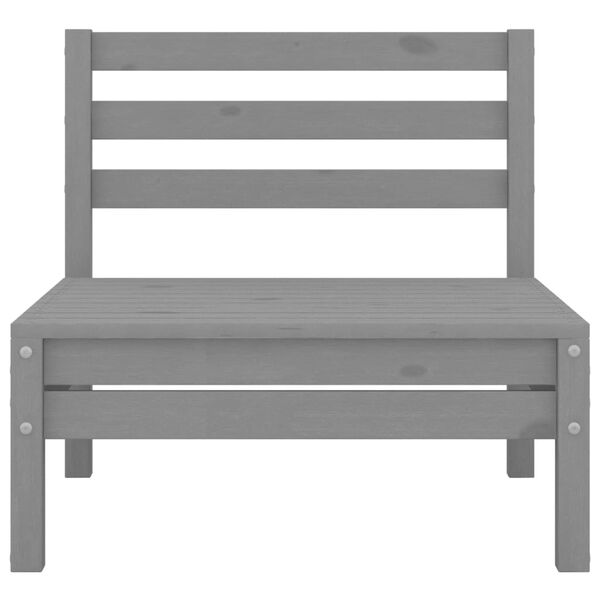 vidaXL 6 Parta Gar&eth;s&oacute;fasett Gr&aacute;tt Gegnheill Furuvi&eth;ur