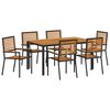 vidaXL Gar&eth;ur bor&eth;sett 7 pcs Svartur og br&uacute;nn p&oacute;l&yacute;rattan