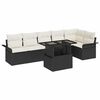 vidaXL Gar&eth;s&oacute;fa sett me&eth; p&uacute;&eth;i me&eth; geymslu 7 pcs Svartur Poly rattan