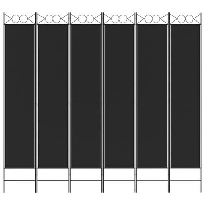 vidaXL 6-falt Skilrúm Svart 240x220 cm Tauefni