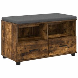 vidaXL Hallarbekk Rau&eth;-eik 80 x 38 x 46 cm Partikaleins og Polstrafat