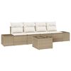 vidaXL Gar&eth;s&oacute;fa sett me&eth; p&uacute;&eth;i 5 pcs Beige og krem p&oacute;l&yacute;rattan