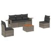 vidaXL 6 -Hluta Gar&eth;s&oacute;fasett me&eth; Sessum Gr&aacute;tt P&oacute;l&yacute;rattan