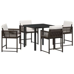 vidaXL Gar&eth;ur bor&eth;sett 5 pcs Br&uacute;nn p&oacute;l&yacute;rattan