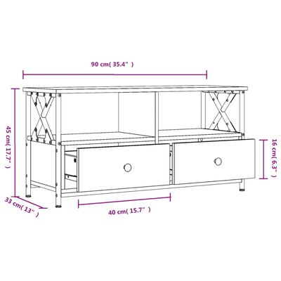 vidaXL Sjónvarpsskápur Svartur 90x33x45 cm Samsettur Viður og Járn