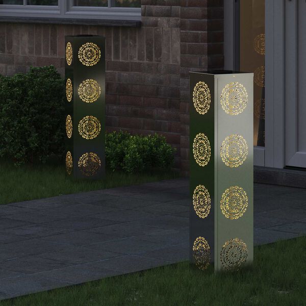 vidaXL S&oacute;lar LED st&iacute;gslj&oacute;s 2 pcs Silfur Galvaniseru&eth; st&aacute;l