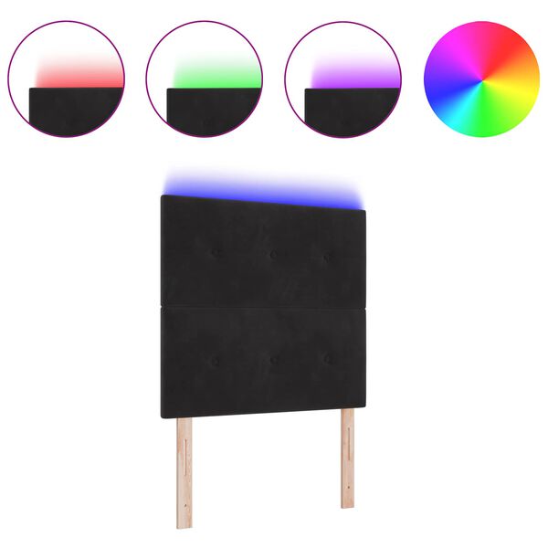 vidaXL LED h&ouml;fu&eth; Me&eth; LED r&aelig;ma lj&oacute;sum Svartur 90 cm P&oacute;l&yacute;ester