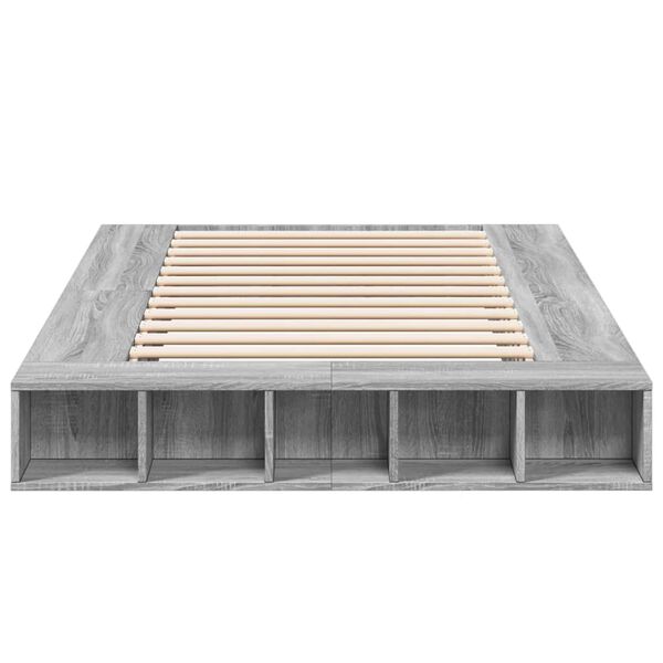 vidaXL R&uacute;mgrind &aacute;n D&yacute;nu Gr&aacute;ir Sonoma Eik 140x190 cm