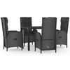 vidaXL 5 Hluta Gar&eth;bor&eth;stofusett me&eth; Sessum Svart P&oacute;l&yacute;rattan