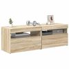 vidaXL Sjónvarpsskápar með LED Ljósum 2 stk. Sonoma Eik 60x35x40 cm