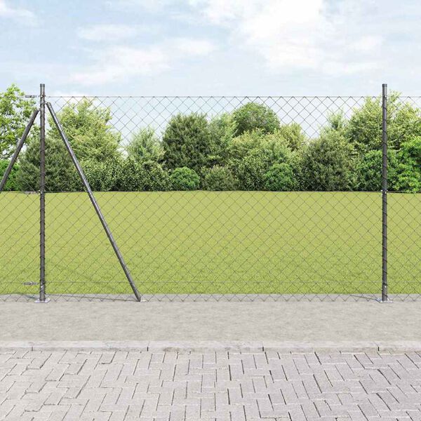 vidaXL Gir&eth;ingarp&oacute;stur Gr&aacute;r 10 x 1,6 m (60 x 60 mm net) St&aacute;l og PVC