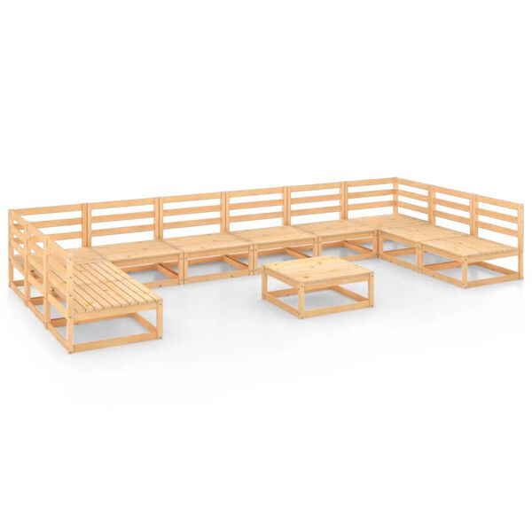 vidaXL 11 Hluta Gar&eth;s&oacute;fasett Gegnheil Fura