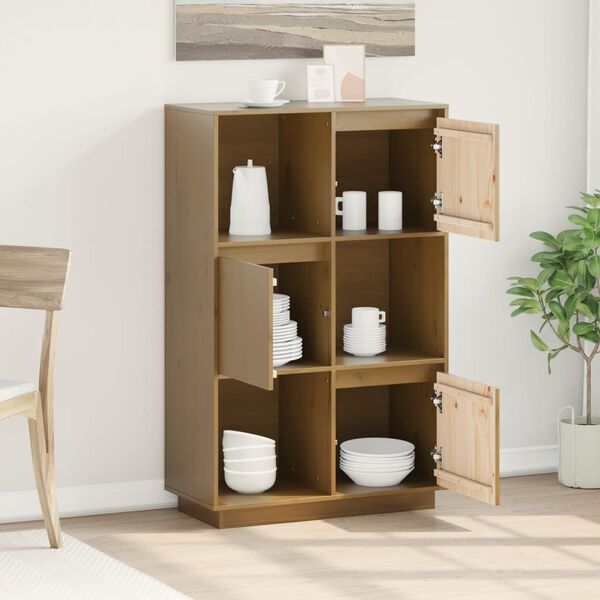 vidaXL Skenkur Lj&oacute;sbr&uacute;nn 74x35x117 Gegnheil Fura