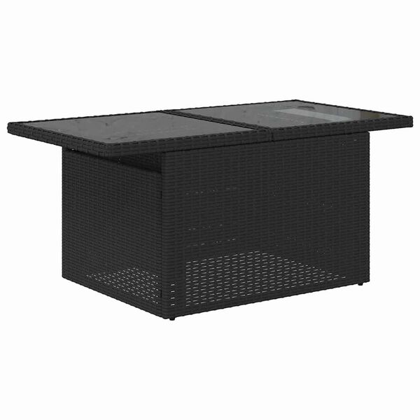 vidaXL Gar&eth;s&oacute;fa sett me&eth; p&uacute;&eth;i me&eth; geymslu 9 pcs Svartur Poly rattan