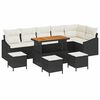 vidaXL Gar&eth;s&oacute;fa sett me&eth; p&uacute;&eth;i 10 pcs Svartur p&oacute;l&yacute;rattan
