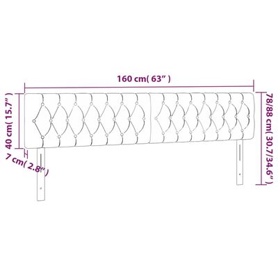 vidaXL LED Höfðagafl 160x7x78/88 cm Dökkgrátt Efni