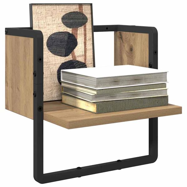 vidaXL Vegghylla Listama&eth;ur Eik 30 x 25 x 30 cm Samsettur vi&eth;ur