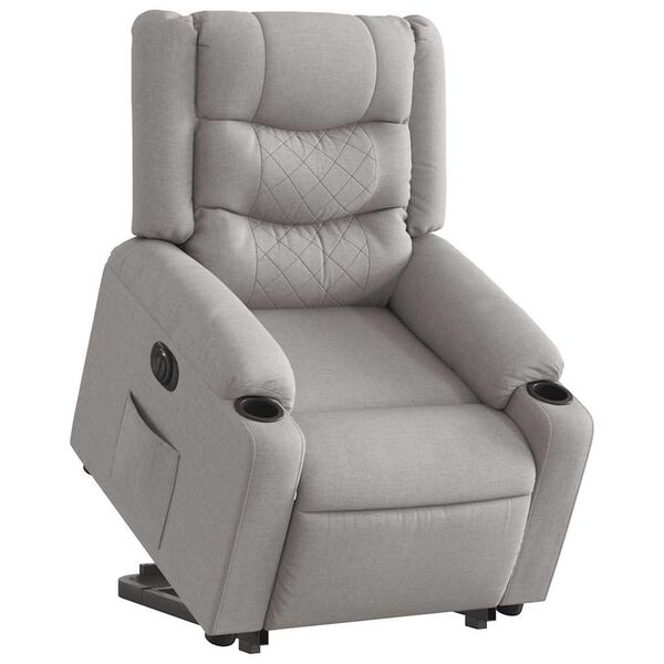 vidaXL Electric Stand up Recliner st&oacute;ll Cloud Grey Efni