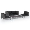 vidaXL 5 Hluta Gar&eth;h&uacute;sgagnasett me&eth; Sessum Polyrattan D&ouml;kkgr&aacute;r