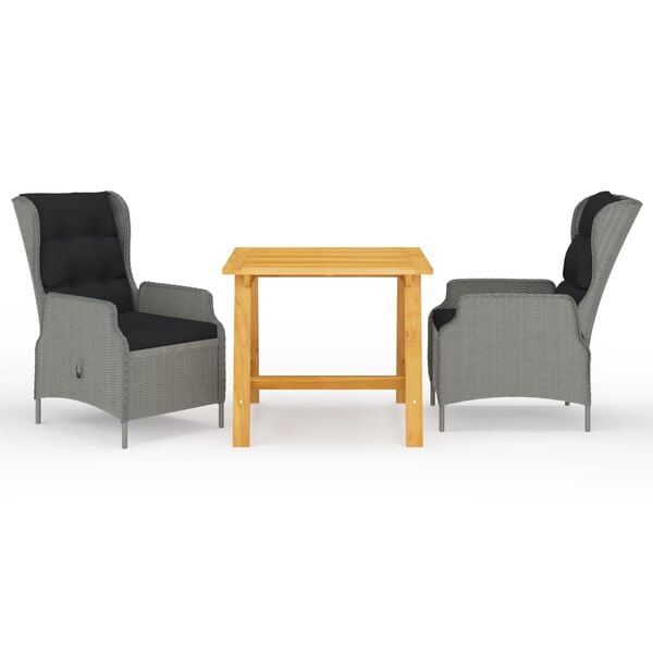 vidaXL 3 Parta Gar&eth;bor&eth;stofusett Lj&oacute;sgr&aacute;r