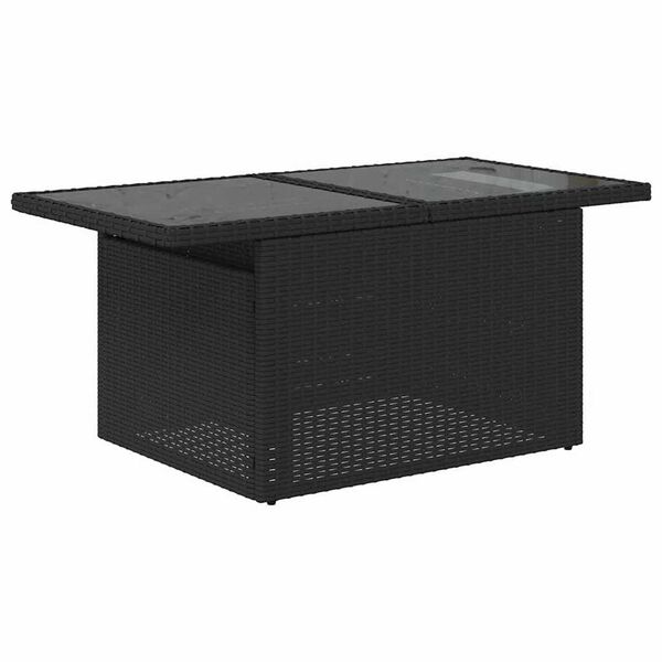 vidaXL Garðsófa sett með púði með kodda 9 pcs Svartur Poly Rattan