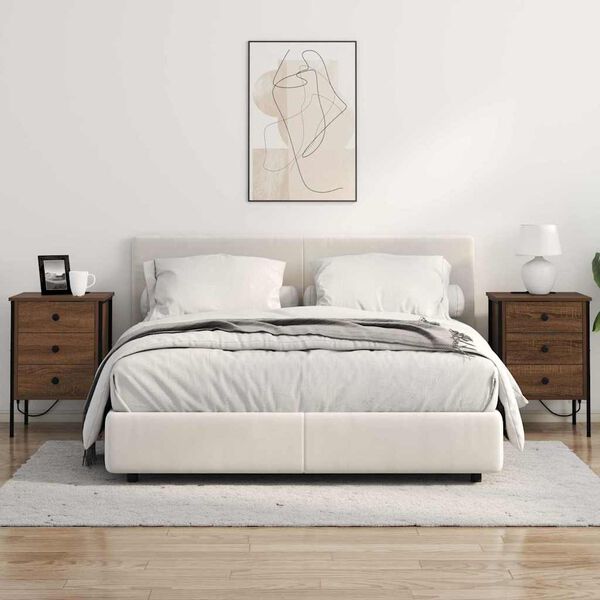 vidaXL Noat&ouml;flu sk&aacute;pur Br&uacute;nn eik 42 x 41 x 61 cm Samsettur vi&eth;ur