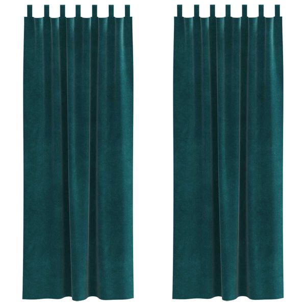 vidaXL Myrkratjöld 2 pcs Dökkgræn 140 x 225 cm Flauel