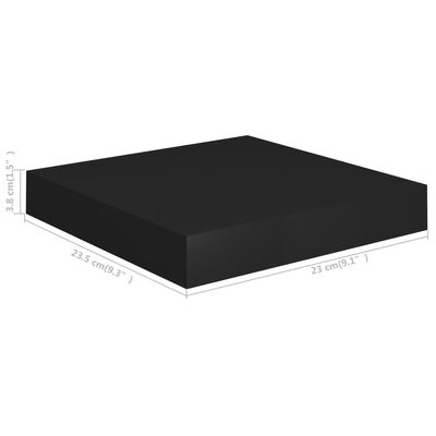 vidaXL Vegghengdar Hillur 2 stk. Svartar 23x23,5x3,8 cm MDF