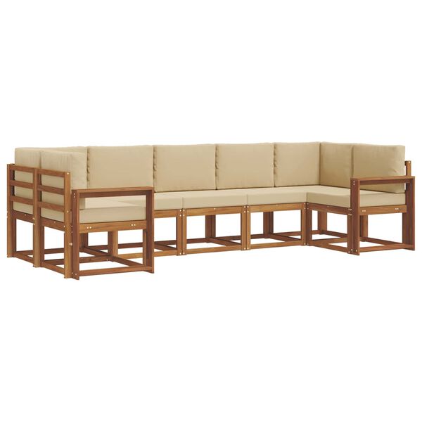 vidaXL &Uacute;ti s&oacute;fasett me&eth; p&uacute;&eth;i 7 pcs N&aacute;tt&uacute;rulegt og B&eacute;ig