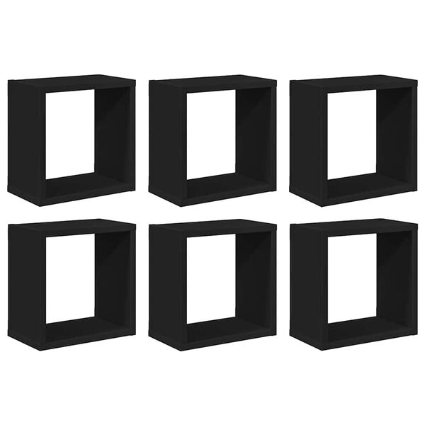 vidaXL Veggfestar Kubbahillur 6 stk. Svart 26x15x26 cm