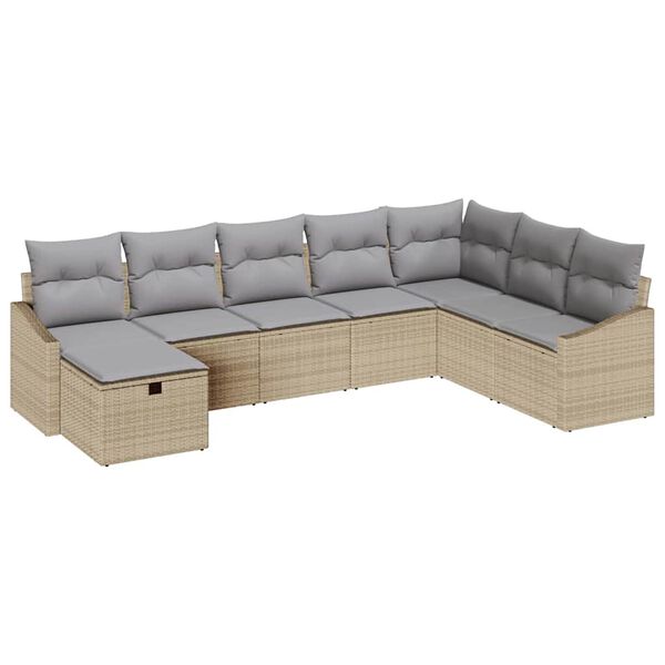 vidaXL Gar&eth;s&oacute;fa sett 8 pcs Drapplita&eth;ur 55 x 62 x 69 cm Poly rattan