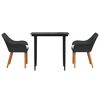 vidaXL Gar&eth;ur bor&eth;sett me&eth; p&uacute;&eth;i 3 pcs Svartur p&oacute;l&yacute;rattan