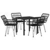 vidaXL Gar&eth;ur bor&eth;sett 5 pcs Svartur Dufth&uacute;&eth;a&eth; st&aacute;l