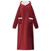 vidaXL Teppishettupeysa Bordeaux Rau&eth;ur L Fl&iacute;s og flanell