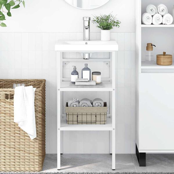 vidaXL Handlaugargrind Hv&iacute;t 40x38x83 cm J&aacute;rn