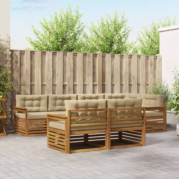 vidaXL &Uacute;ti s&oacute;fasett me&eth; p&uacute;&eth;i 7 pcs N&aacute;tt&uacute;rulegt og B&eacute;ig