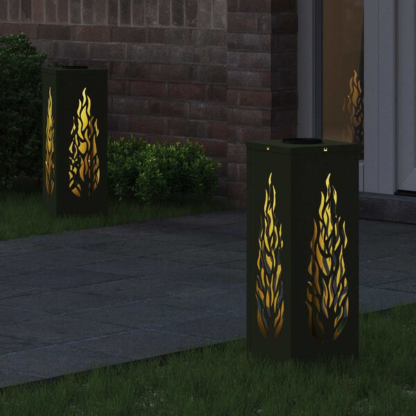 vidaXL S&oacute;lar LED st&iacute;gslj&oacute;s 2 pcs Ol&iacute;fugr&aelig;nn Kaldvalsa&eth;ur st&aacute;lar