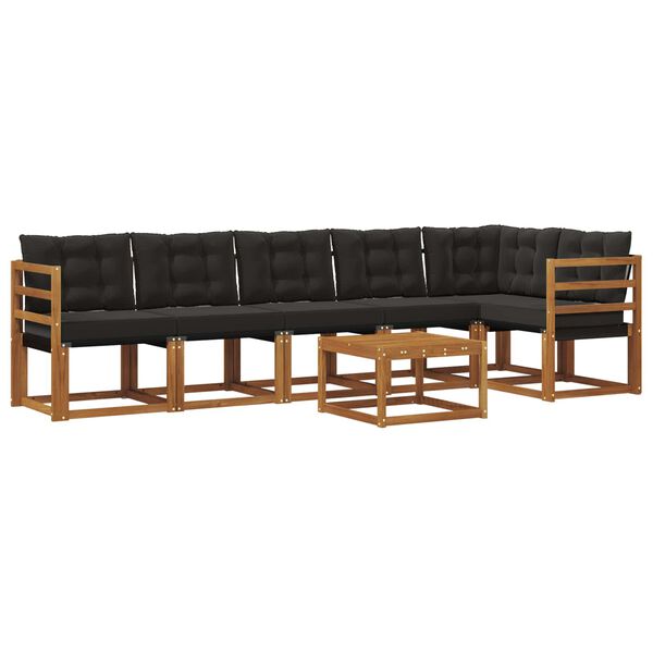 vidaXL &Uacute;ti s&oacute;fasett me&eth; p&uacute;&eth;i 7 pcs N&aacute;tt&uacute;rulegur og svartur