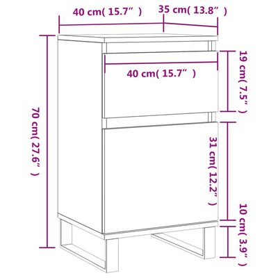 vidaXL Skenkir 2 stk. Gráir Sonoma 40x35x70 cm Samsettur Viður